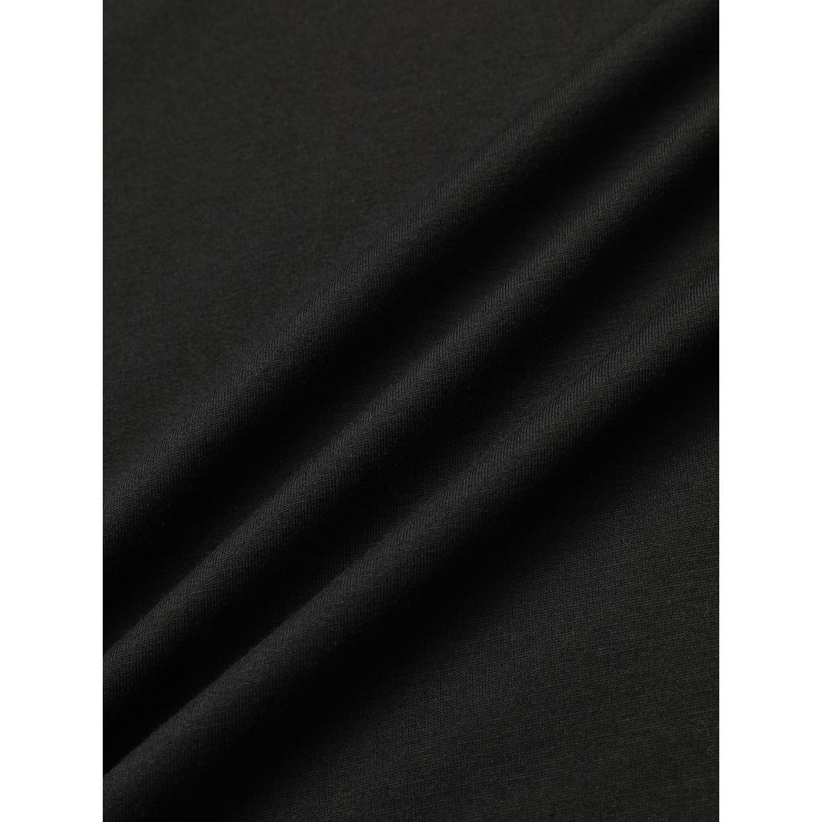 Plus Size Ombre Boho Print Raglan Sleeve T-shirt Black Women Casual Contrast Ombre Round Neck Dailywear T-shirts BloomChic 14-16/1X Product Image