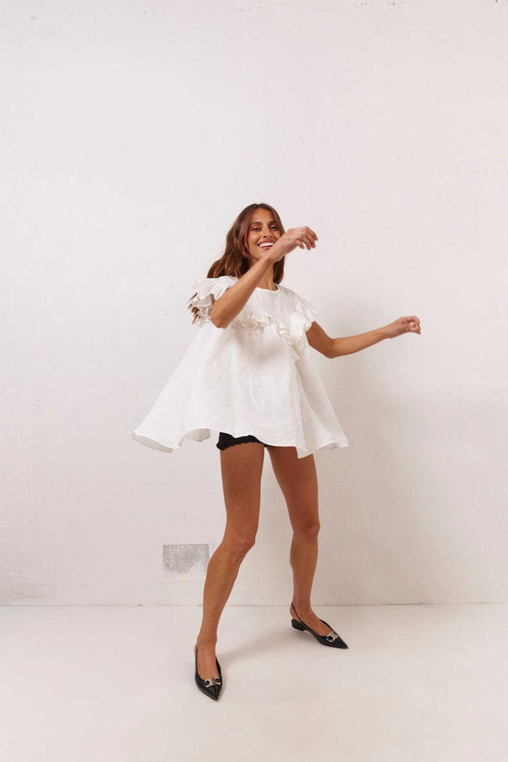 Viola Linen Tunic White Product Image