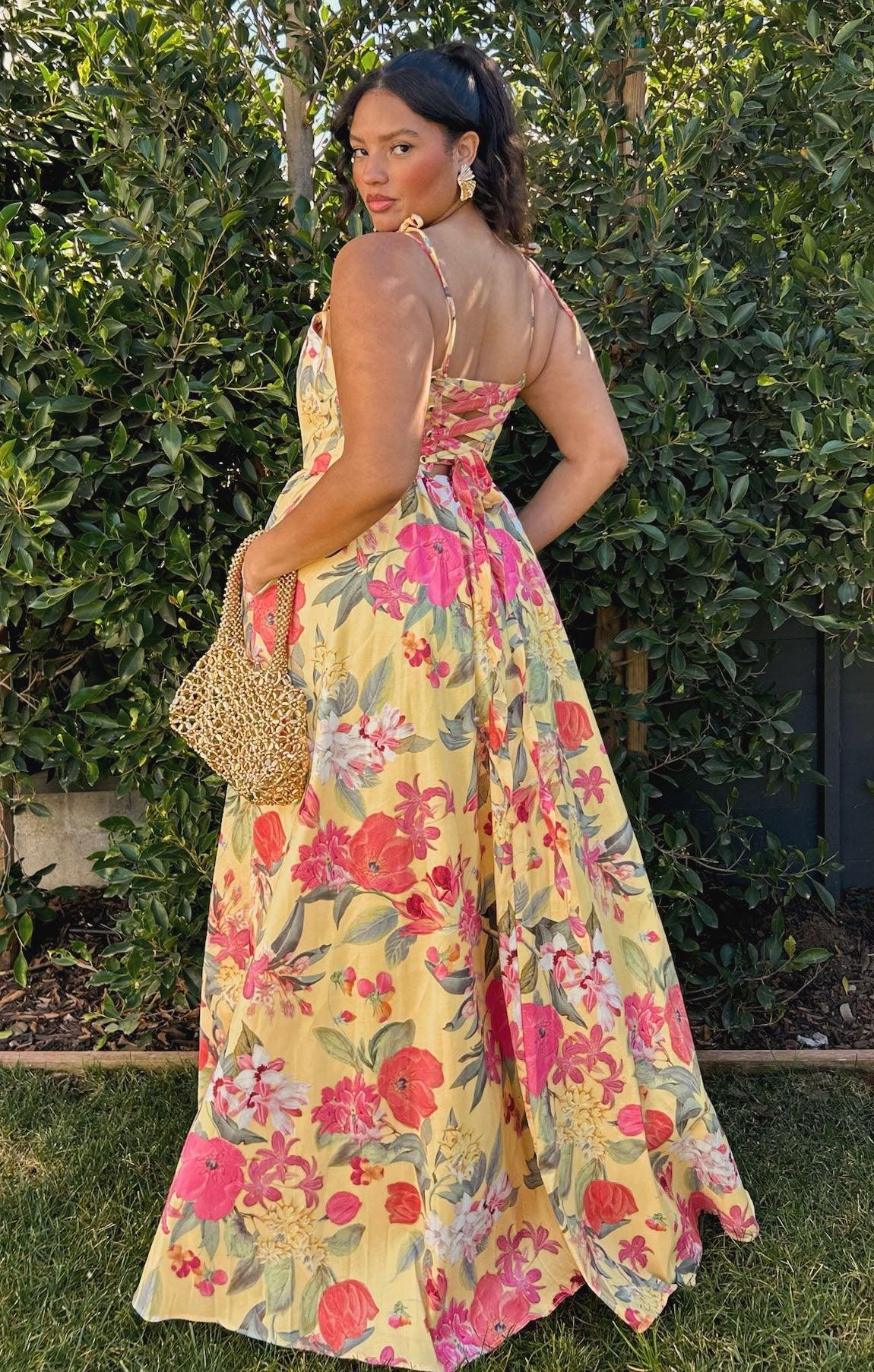 Juliet Maxi Dress ~ Mimosa Floral Taffeta Product Image