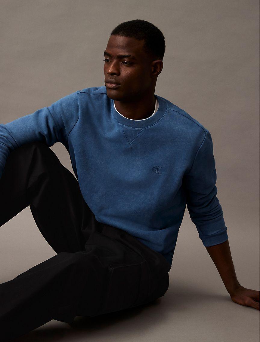 Calvin Klein Men's Washed Terry Classic Sweatshirt - Neutral - S Product Image