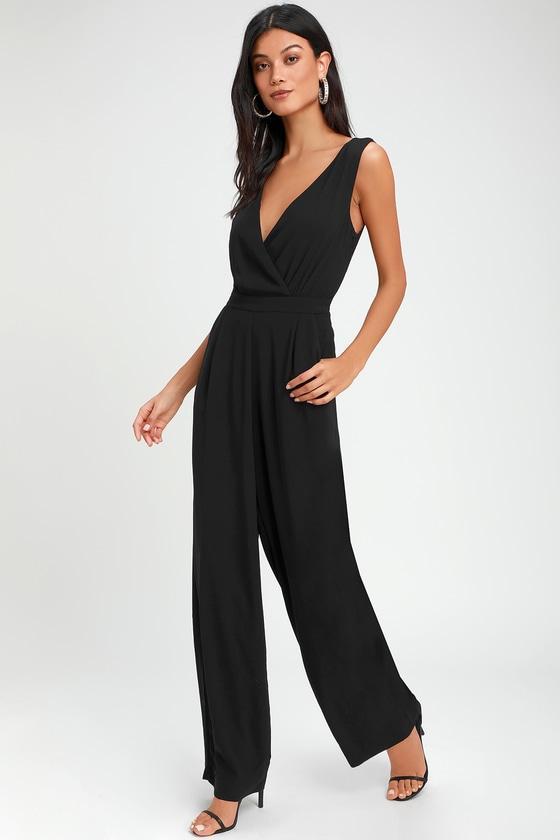 Kiska Black Lace Wide-Leg Jumpsuit Product Image