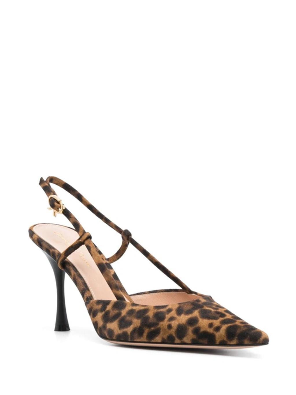GIANVITO ROSSI Ascent Leopard-print Suede Slingback Pumps In Brown Product Image