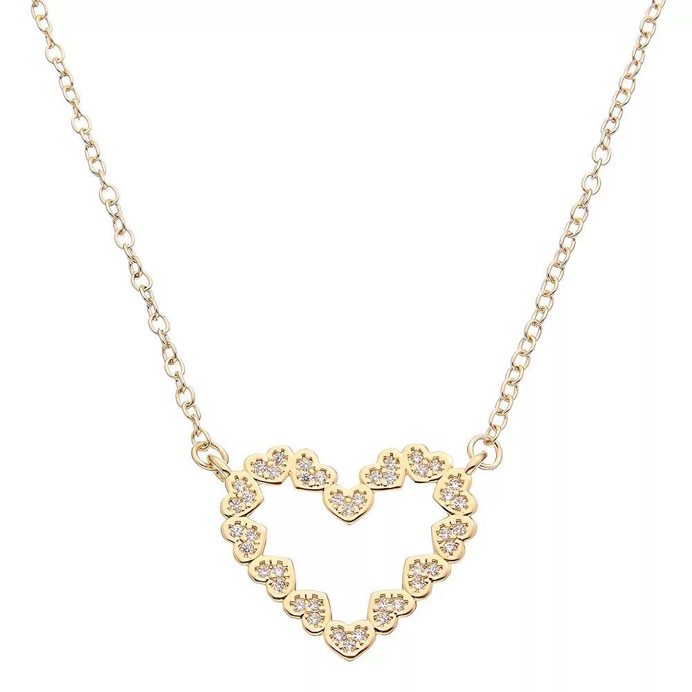 Juvell 18K Gold Plated Cubic Zirconia Heart Necklace, Women's, Two Tone Product Image