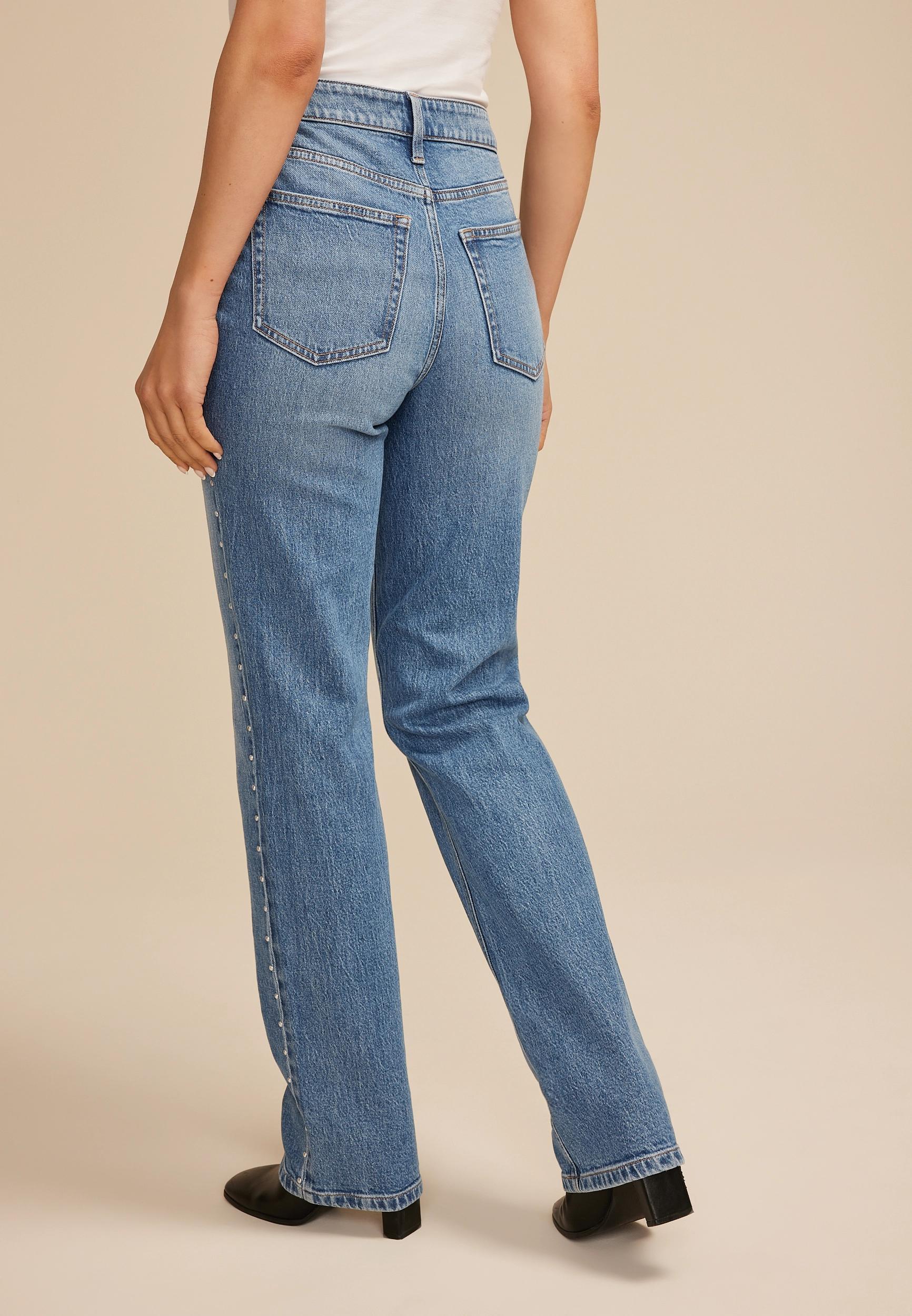 edgely™ High Rise Studded Relaxed Straight Jean Product Image