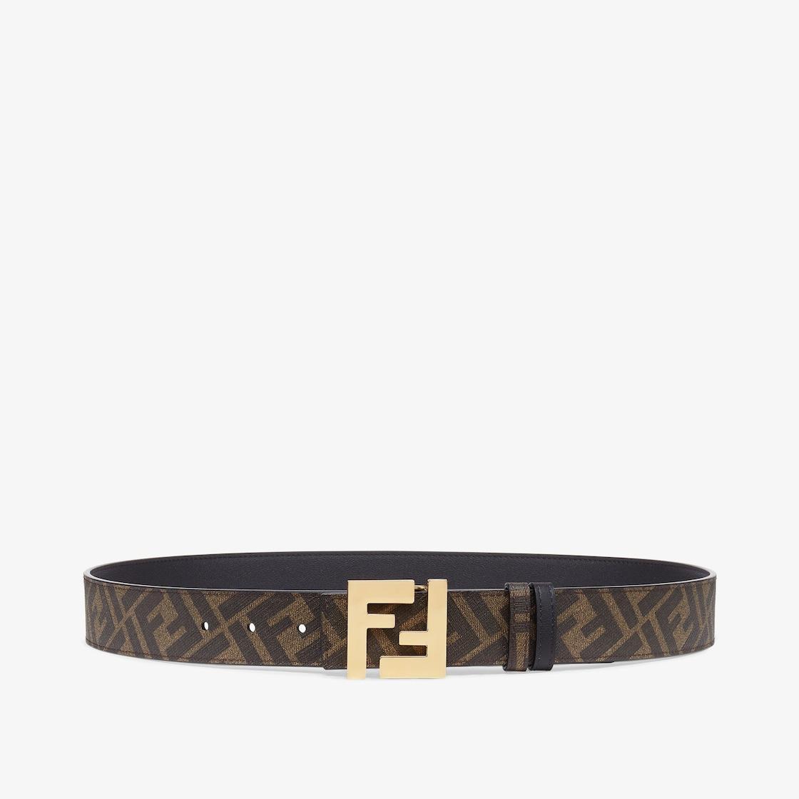 Squared FF beltBlack leather reversible belt Product Image