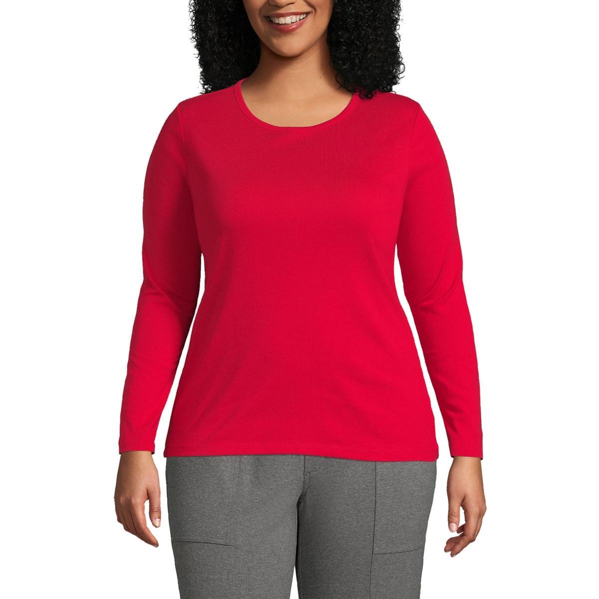 Plus Size Lands' End Long Sleeve Crewneck Tee, Women's, Size: 2XL, Black Product Image