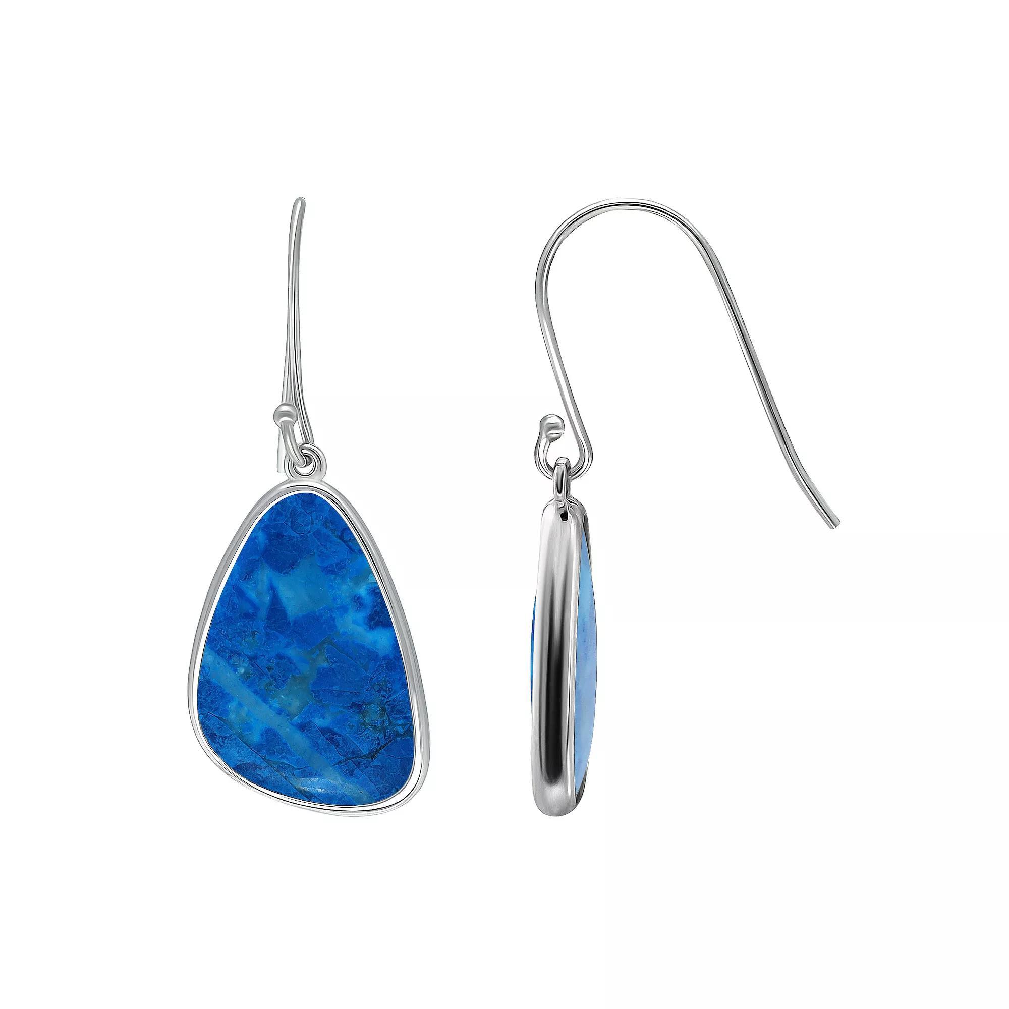 Aleure Precioso Sterling Silver Freeform Sodalite Drop Earrings, Womens, Dark Blue Product Image