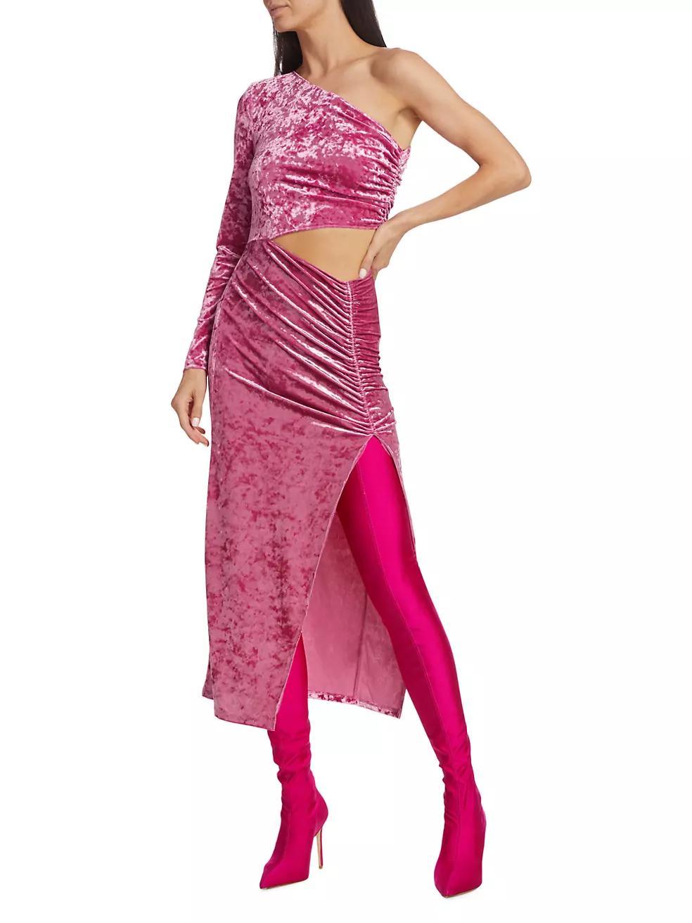 Niamh Asymmetric Stretch Velvet Dress Product Image