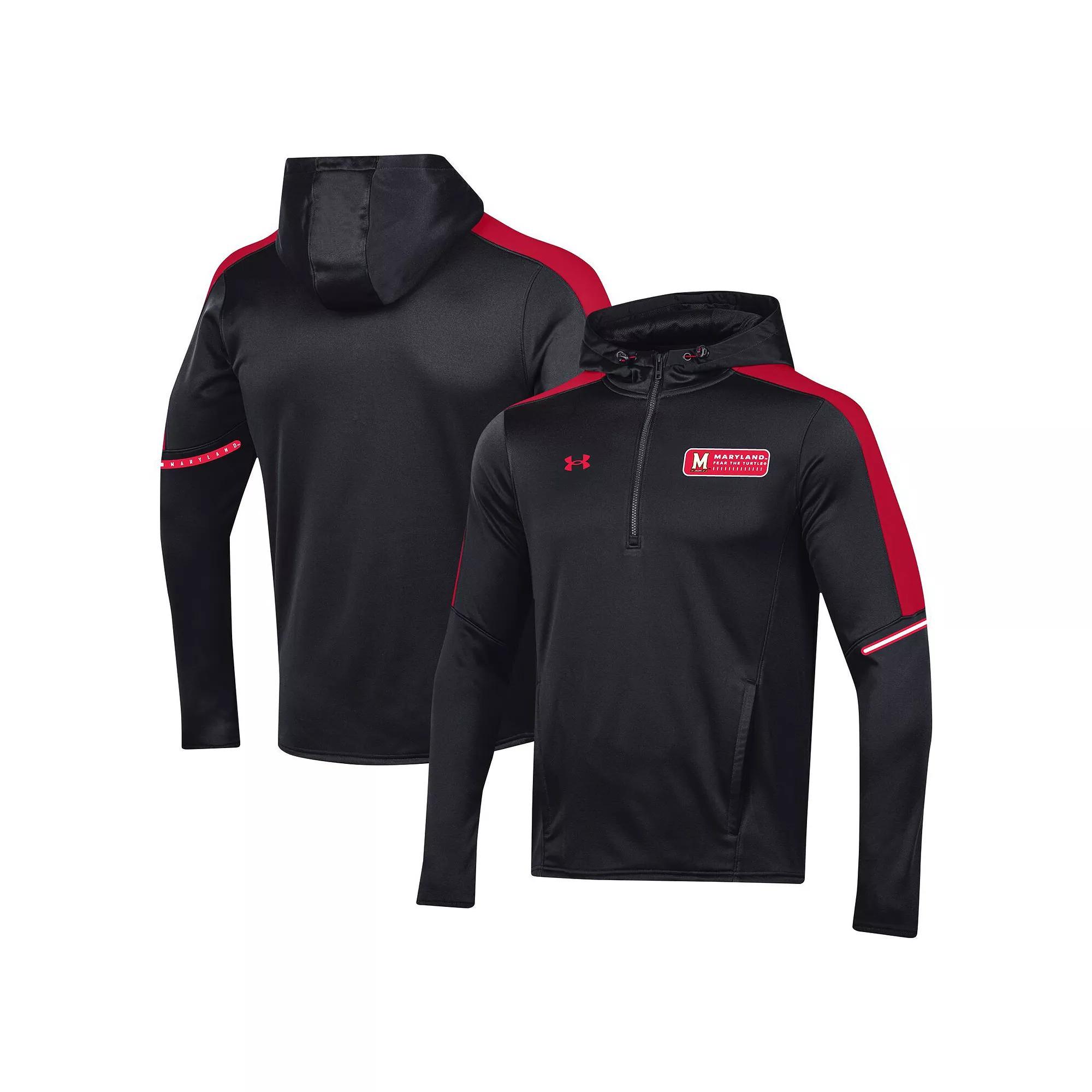 Men's Under Armour Black Maryland Terrapins 2023 Sideline Quarter-Zip Hoodie, Size: 2XL Product Image