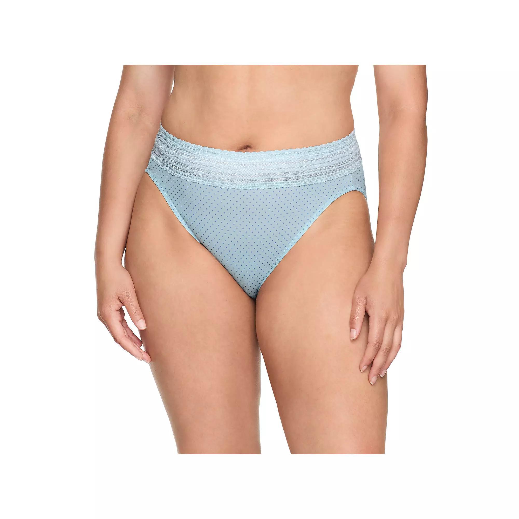 Warners No Pinching, No Problems® Dig-Free Comfort Waist with Lace Microfiber Hi-Cut 5109J, Women's, Size: Large, Baby Blue Mini Dot Product Image