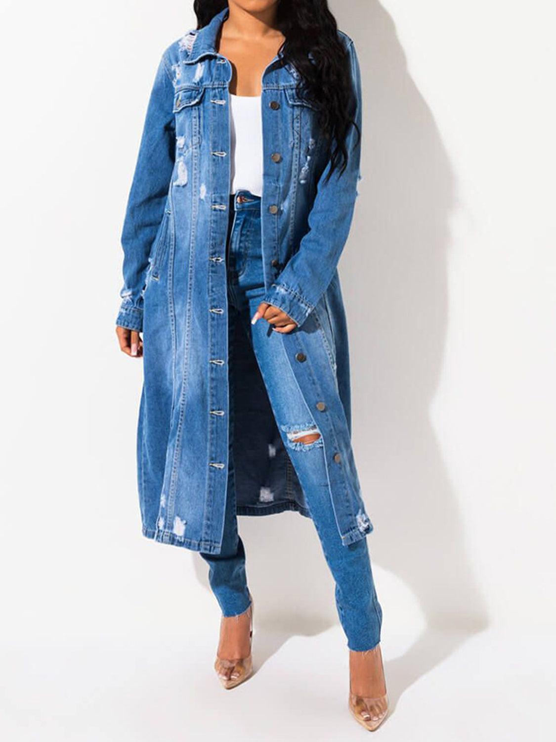 Parker Long Sleeve Raw Hem Denim Jacket - ONLINE EXCLUSIVE! Product Image