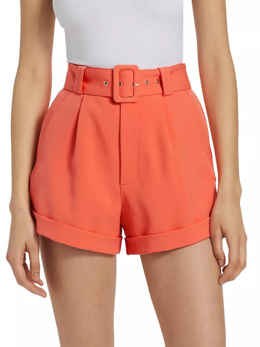 Belen Belted Pleated Crepe Shorts Product Image