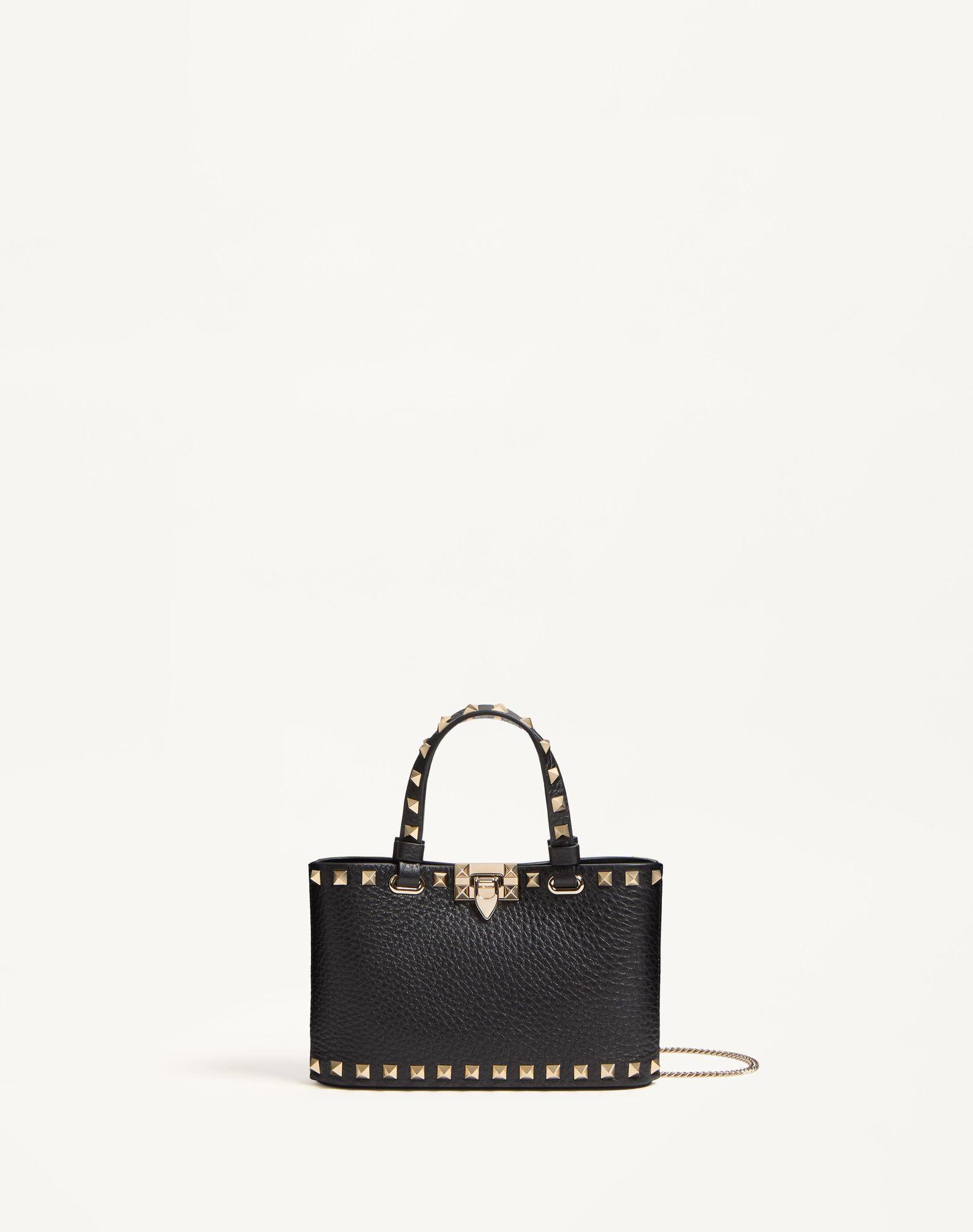 Mini Rockstud Shopping Bag In Grainy Calfskin Product Image