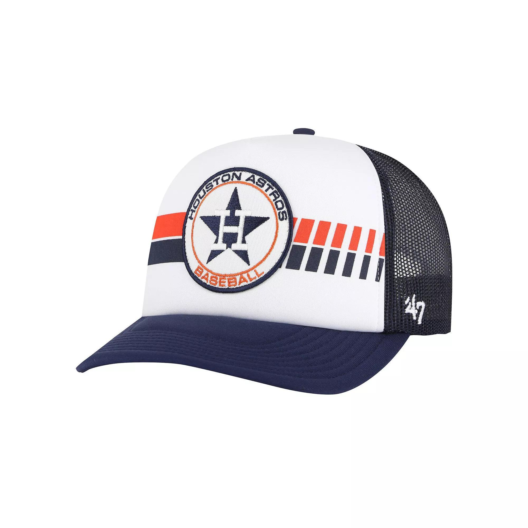 Mens 47 White Houston Astros Cooperstown Collection Wax Pack Express Trucker Adjustable Hat, Blue Product Image
