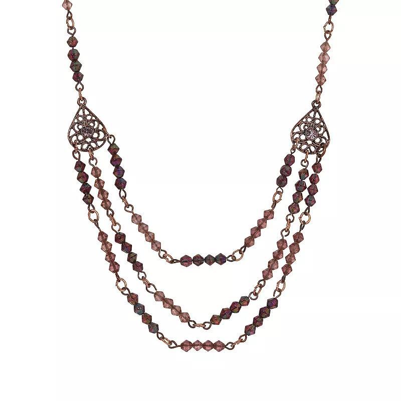 1928 Lantern Bead Multi-Row Necklace, Womens, Purple Product Image