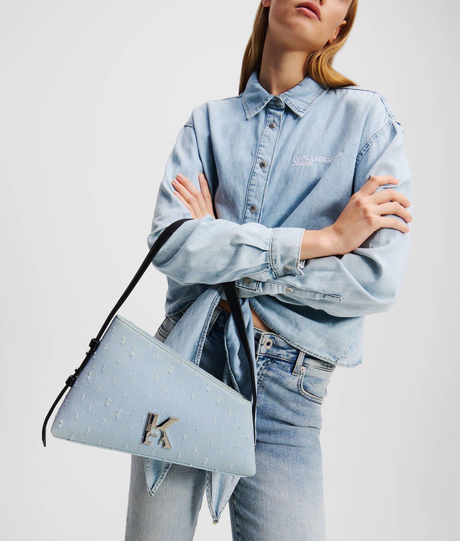 GEO DENIM BOUCLÉ SHOULDER BAG Product Image