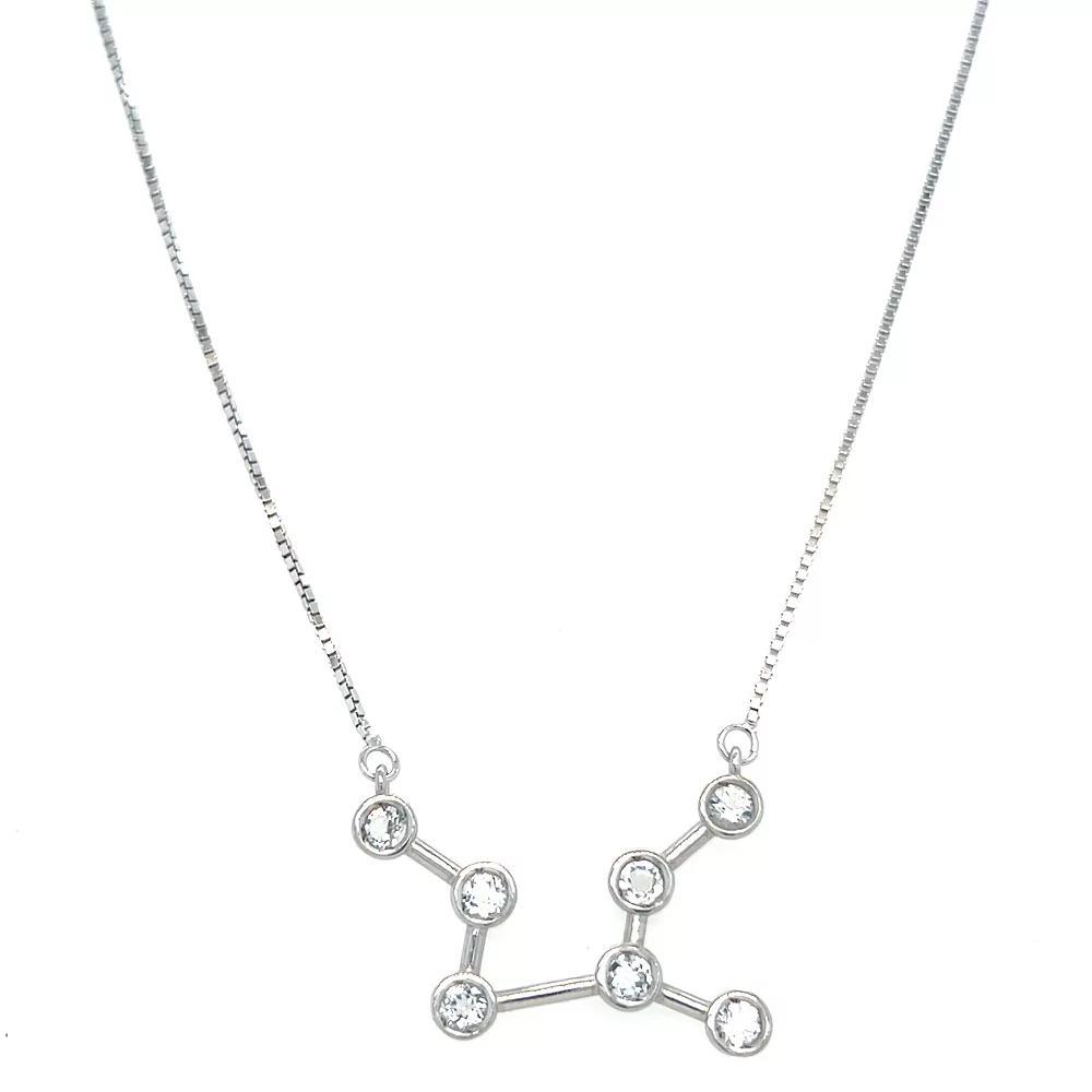 Meshmerise Sterling Silver White Topaz Zodiac Constellation Necklace, Women's, Size: 16-18" ADJ, Silver Tone Virgo Product Image