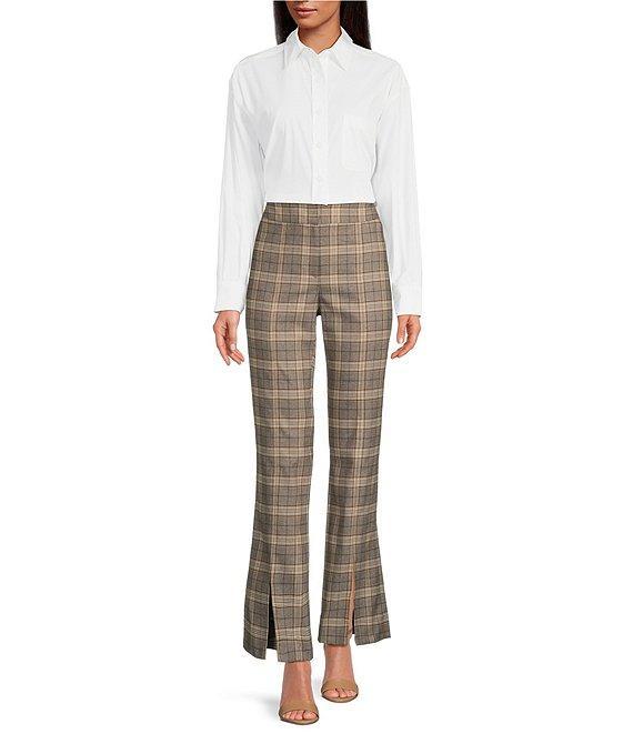 Gianni Bini Prep Cotton Blend Point Collar Long Sleeve Button Front Blouse Product Image