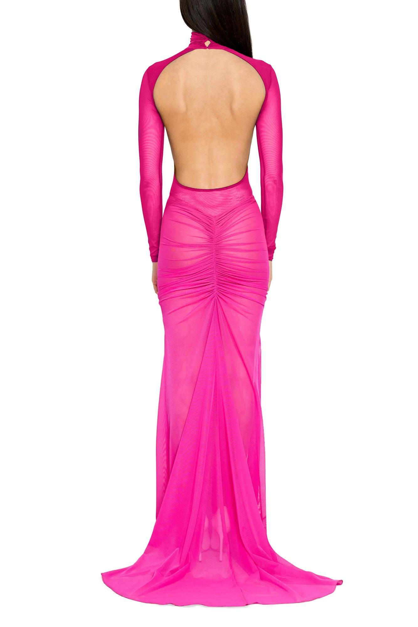 Mock Neck Mesh Bodysuit with Open Back Product Image