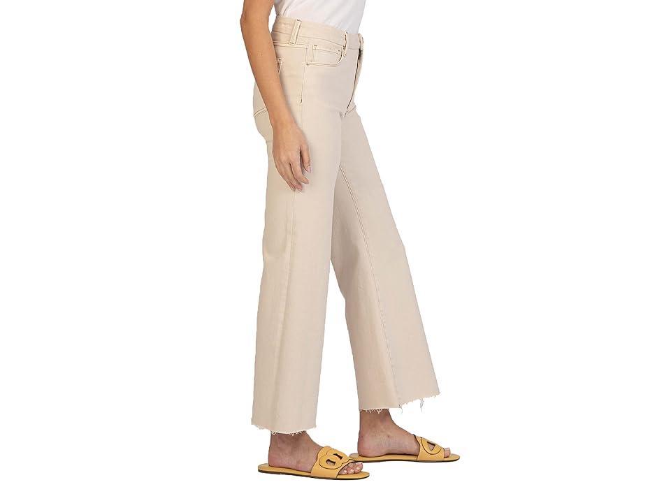 KUT from the Kloth Meg High-Rise Fab Ab Wide Leg Raw Hem in Milestone (Ecru) Women's Jeans Product Image