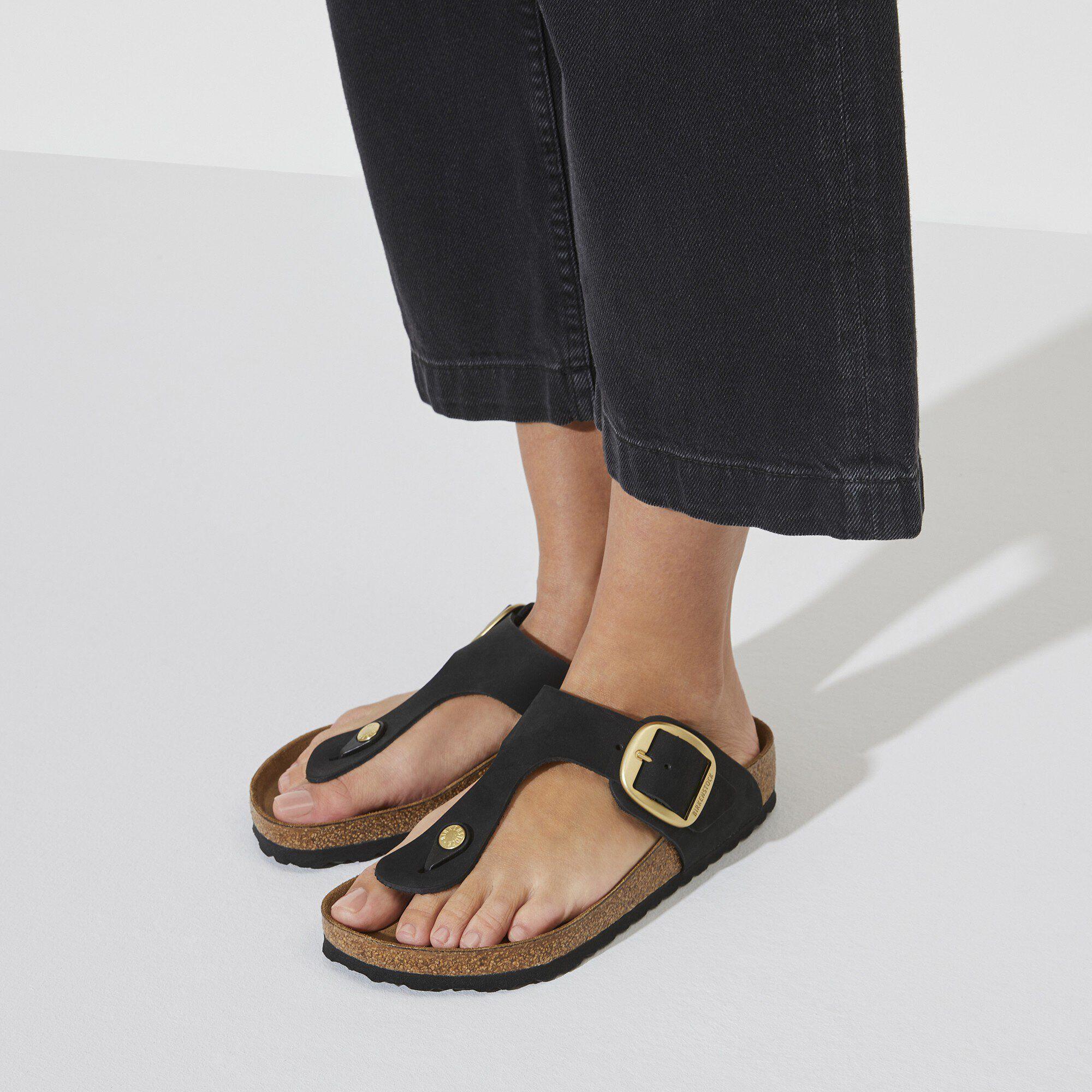 Gizeh Big Buckle Nubuck Leather Black Product Image