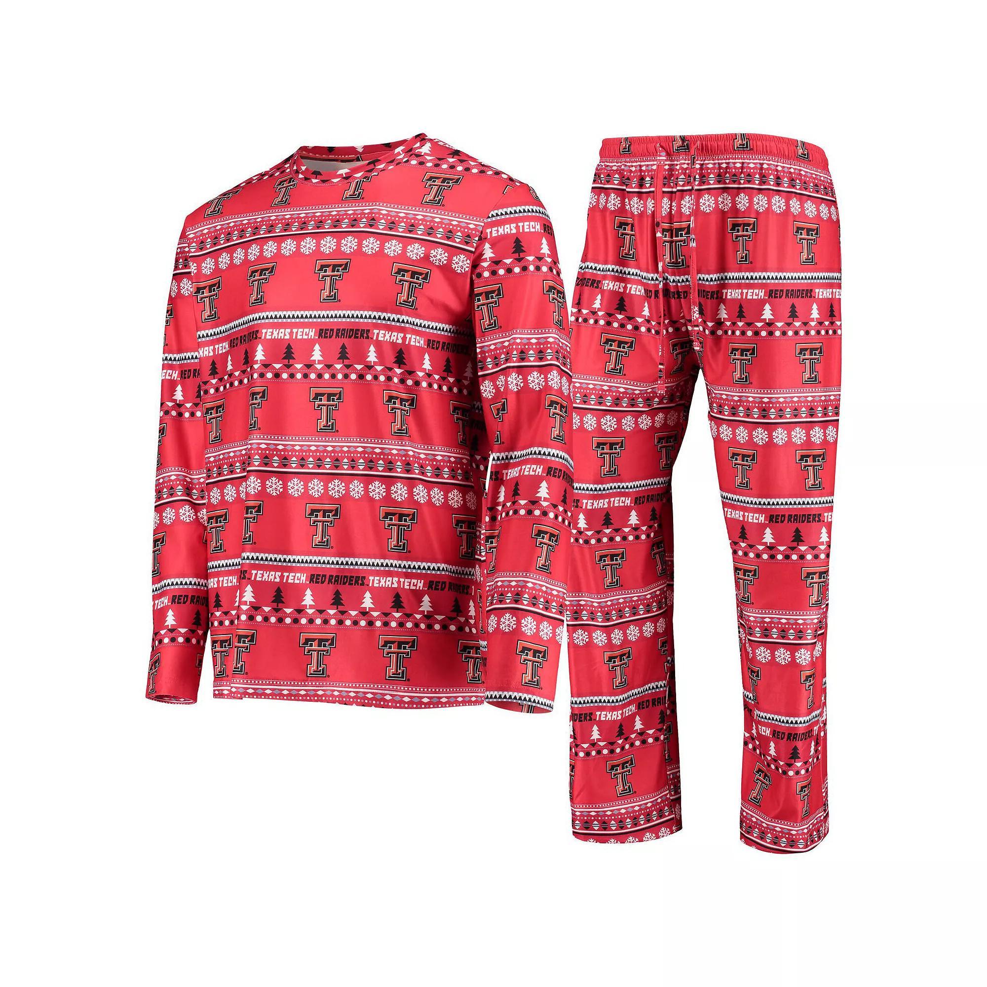 Men's Concepts Sport Red Texas Tech Red Raiders Ugly Sweater Long Sleeve T-Shirt and Pants Sleep Set, Size: 2XL Product Image