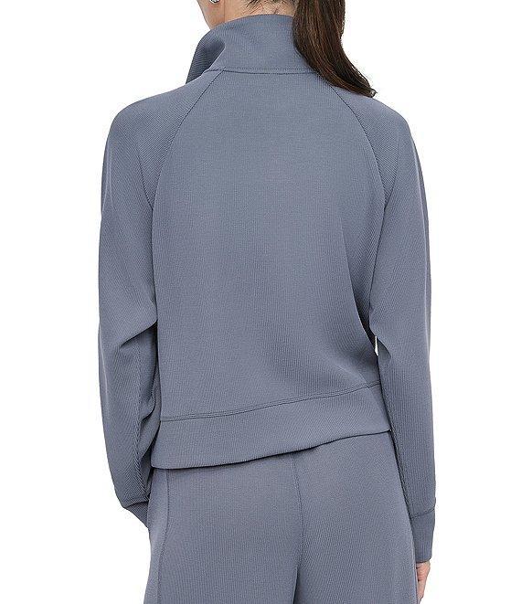 DKNY by Donna Karen Sport Highline Ribbed Mock Neck Half Zip Long Sleeve Kanga Pocket Pullover Product Image