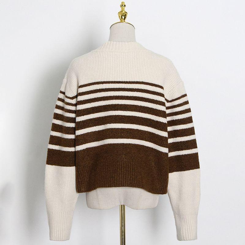 Round Neck Striped Sweater Product Image