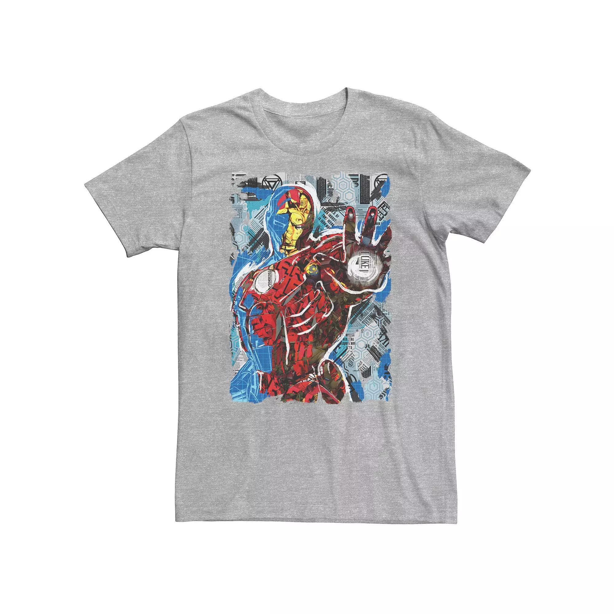 Big & Tall Marvel Avengers Iron Man Grid Overlay Tee, Men's, Size: 4XLT, Athletic Grey Product Image