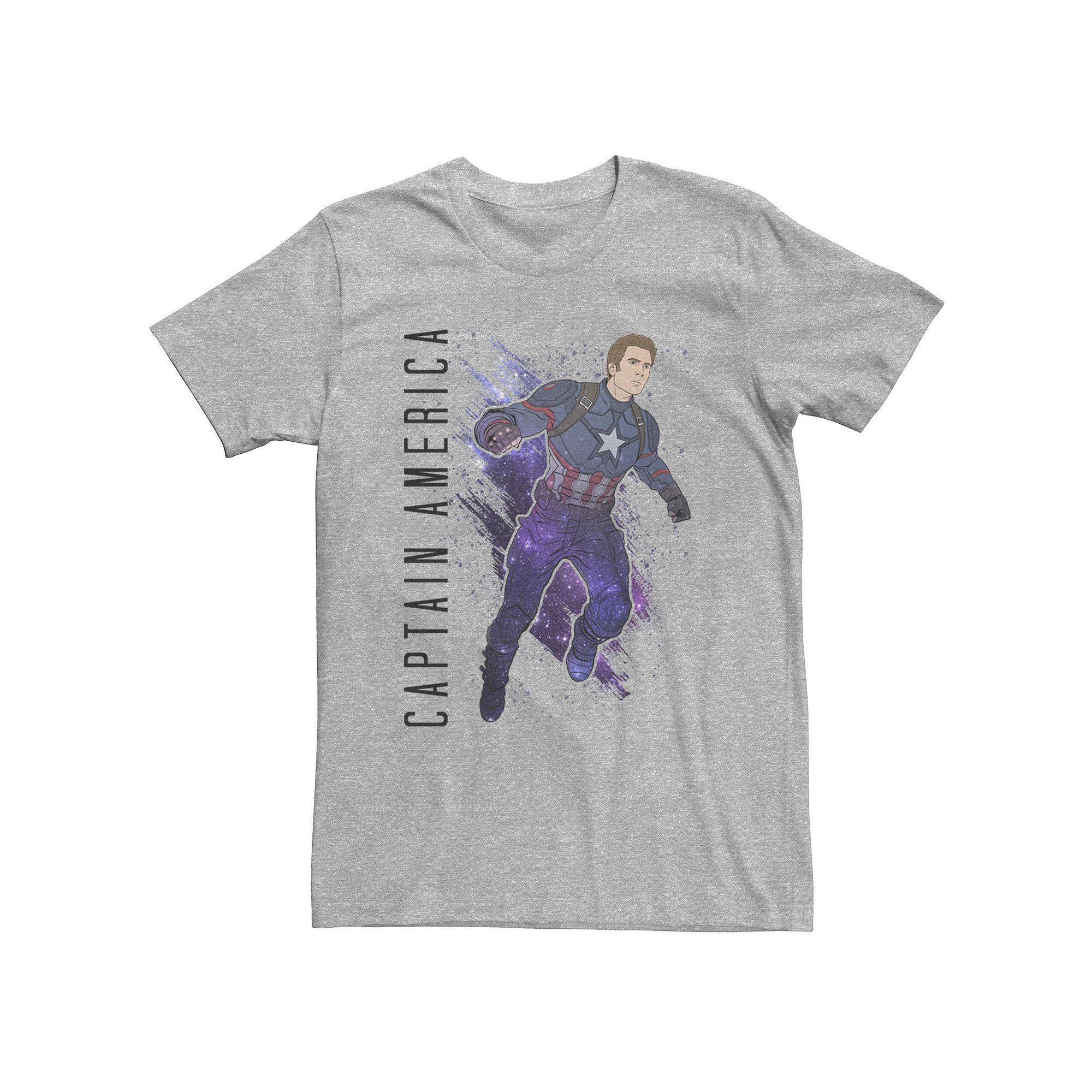 Big & Tall Marvel Avengers Endgame Captain America Galaxy Painted Tee, Men's, Size: 3XL Tall, Athletic Grey Product Image