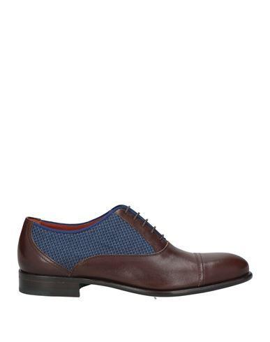 ETRO Man Lace-up Shoes Chocolate Brown Size 8 Leather, Textile Fibers Product Image