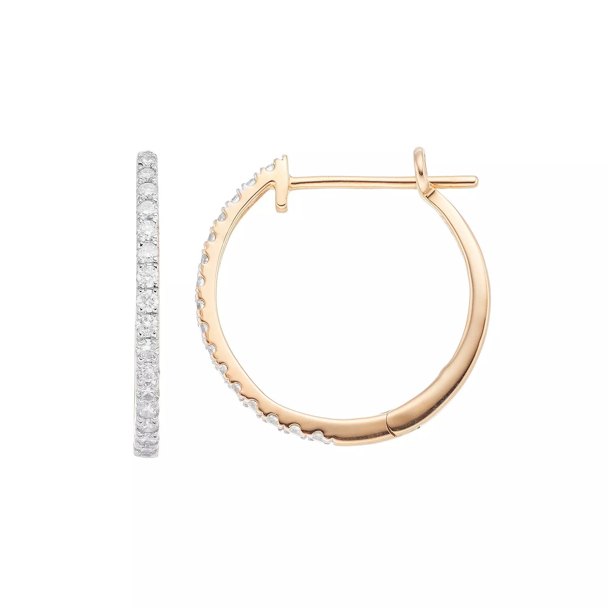 10k Gold 1/2 Carat T.W. Diamond Hoop Earrings, Women's Product Image