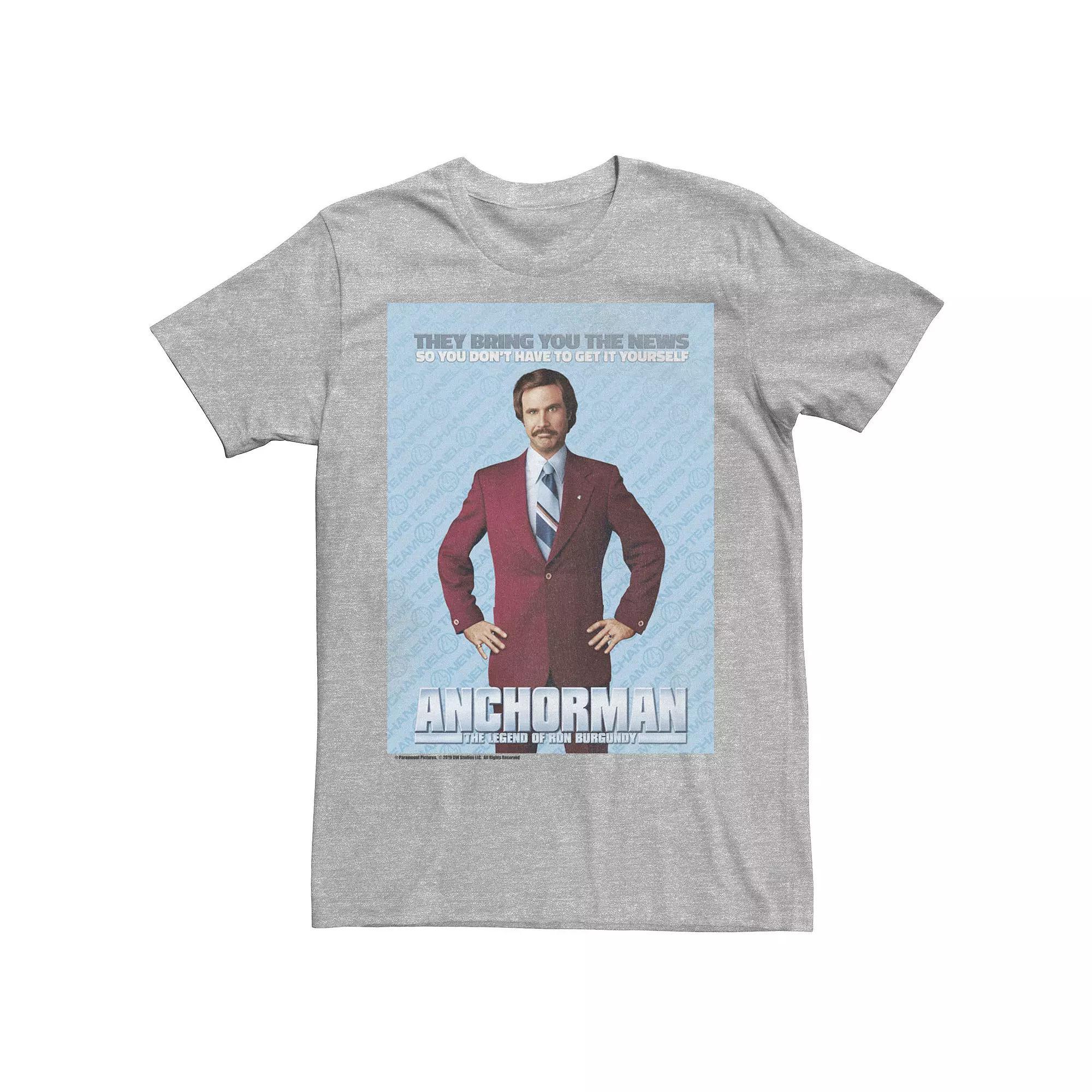 Men's Anchorman Movie Poster Tee, Size: Medium, Athletic Grey Product Image