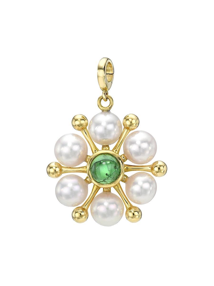 Womens The Poets 18K Yellow Gold, Akoya Pearl & Tsavorite Pendant Product Image