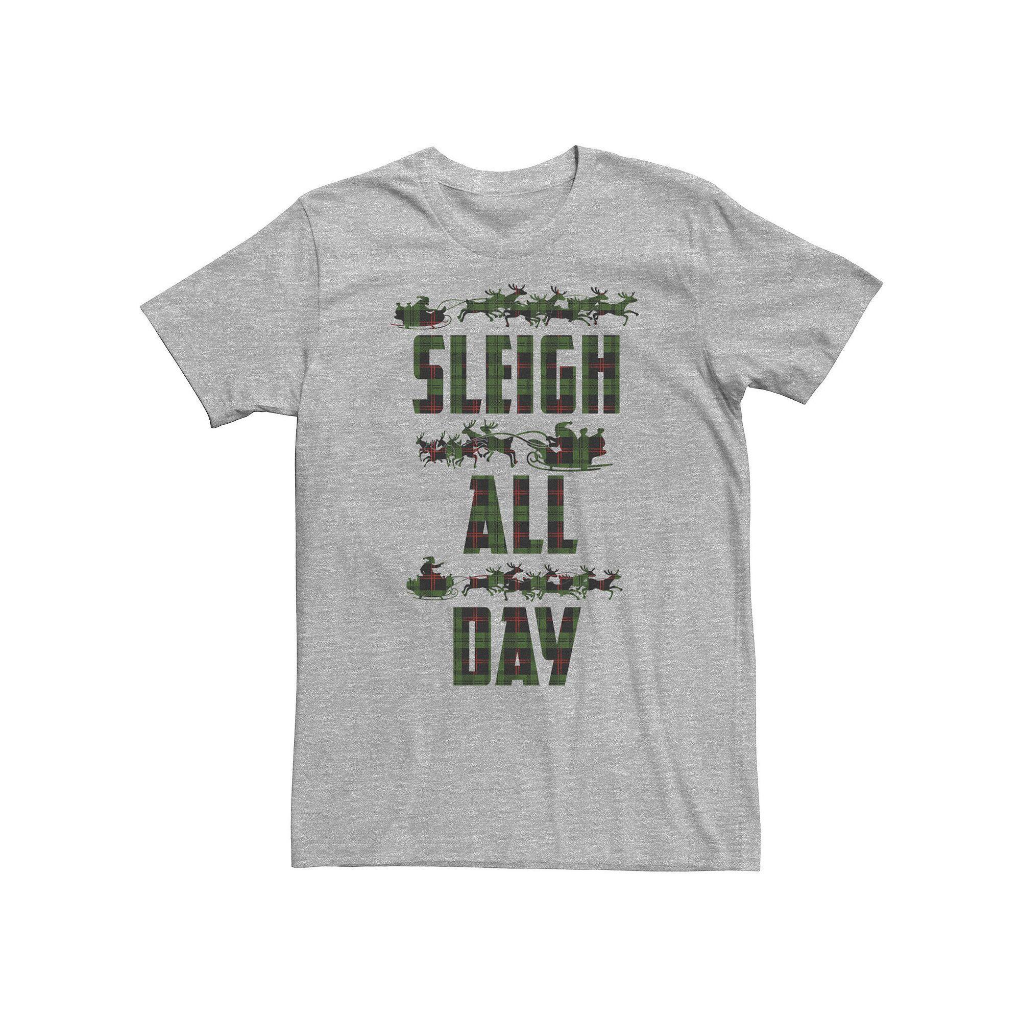 Big & Tall Sleigh All Day Plaid Word Stack Tee, Men's, Size: 3XL Tall, Athletic Grey Product Image