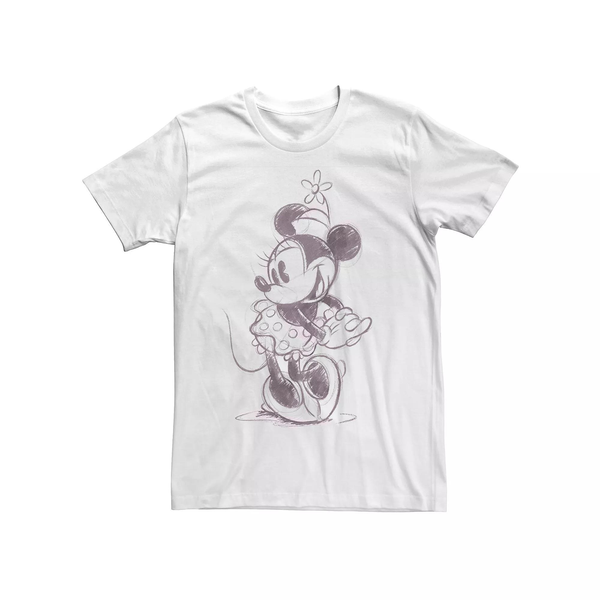 Disney's Minnie Mouse Men's Cute Sketch Tee, Size: XL, White Product Image