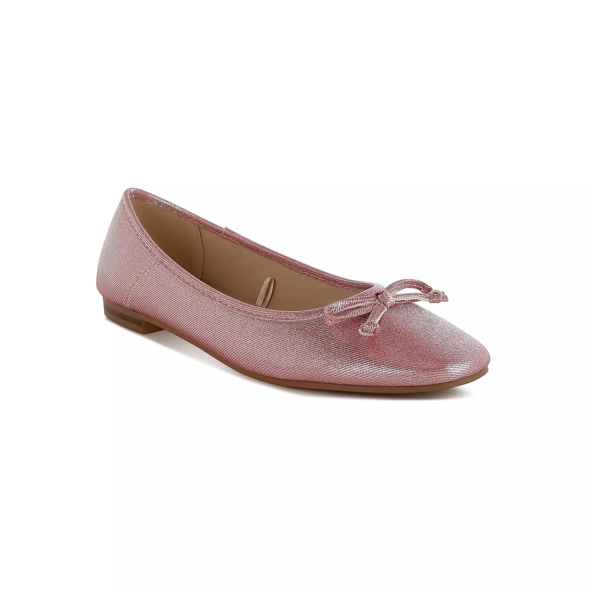 Rag & Co Agshin Women's Bow Detail Glitter Ballet Flats, Size: 10, Red Product Image