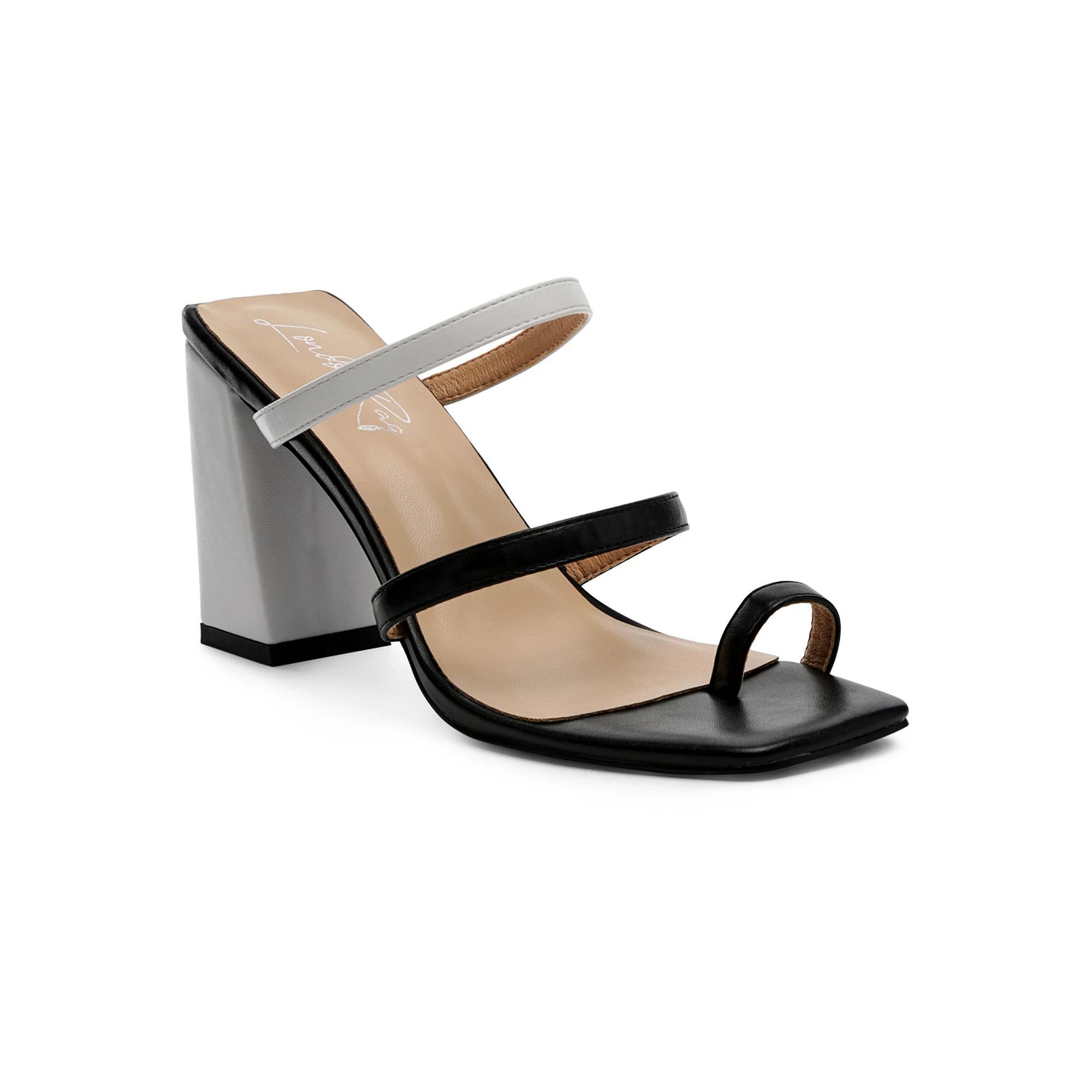 Women's Block Heel Thong Sandals, Size: 10, White Black Product Image