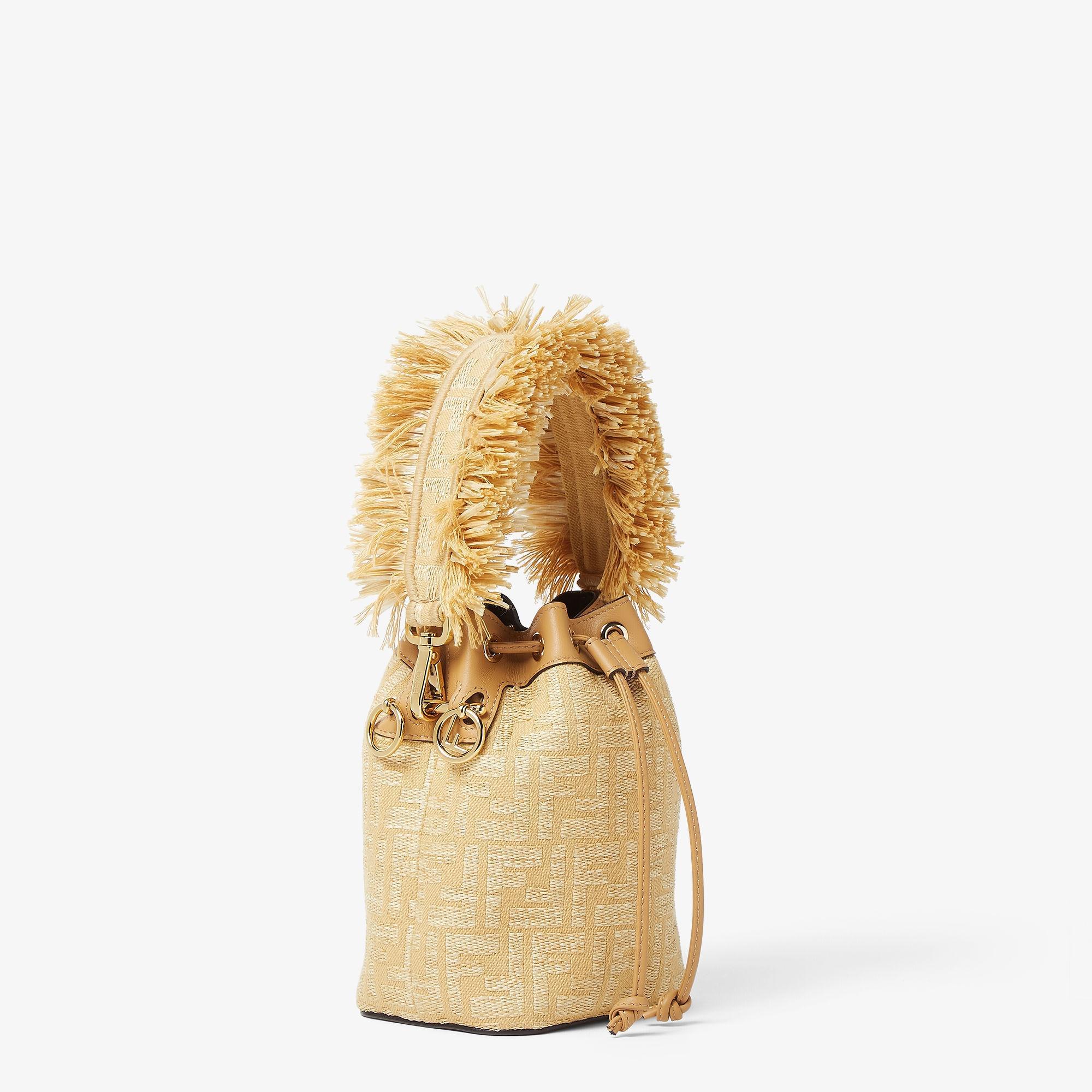 Mon TresorJacquard fabric mini-bag with raffia FF Product Image