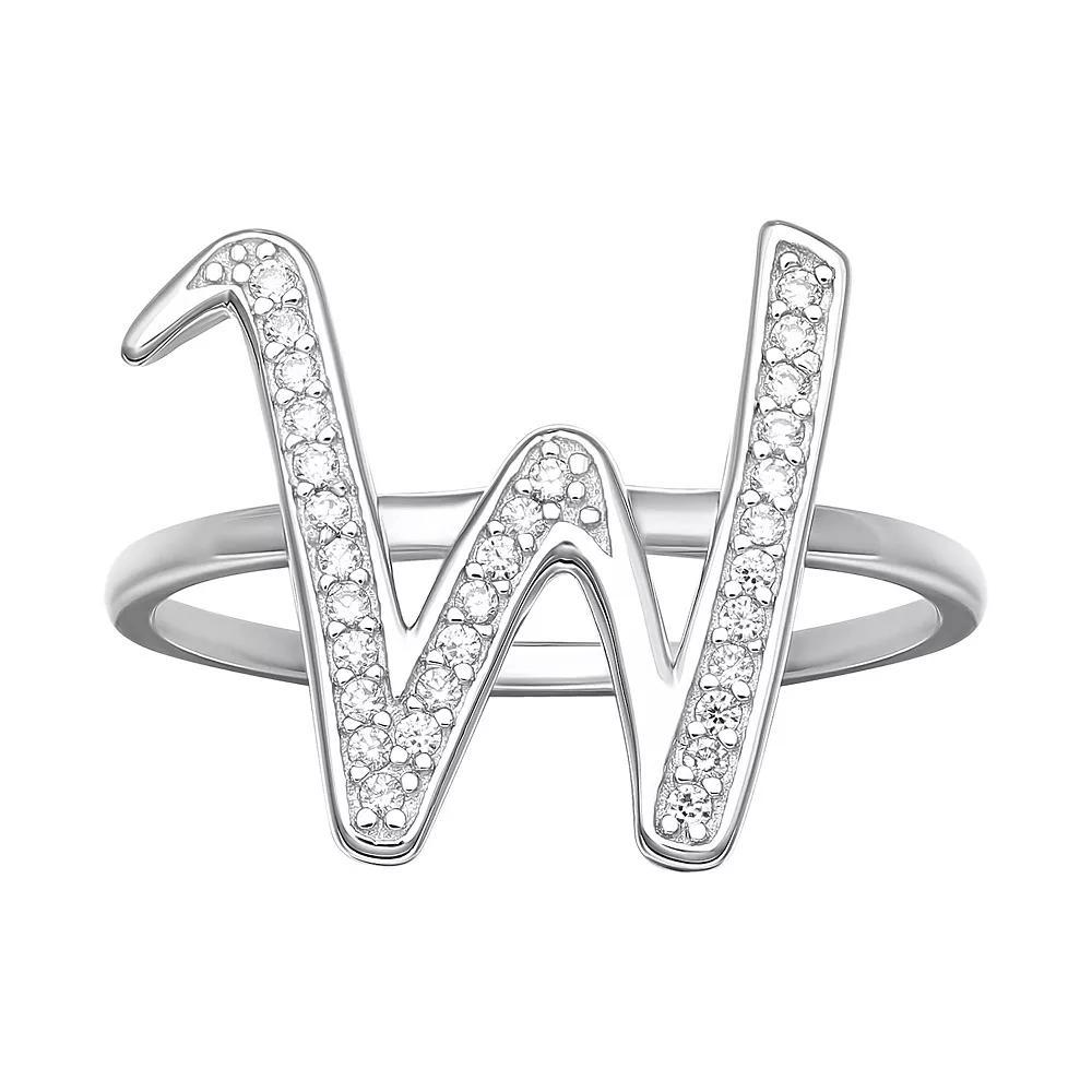 PRIMROSE Sterling Silver Cubic Zirconia Initial Ring, Women's, Size: 7, Sterling Silver T Product Image