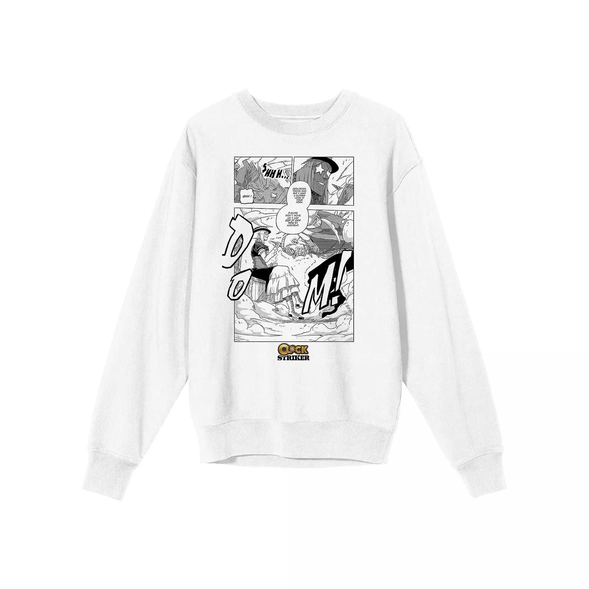 Men's Clock Striker Manga Page Long Sleeve, Size: Large, White Product Image