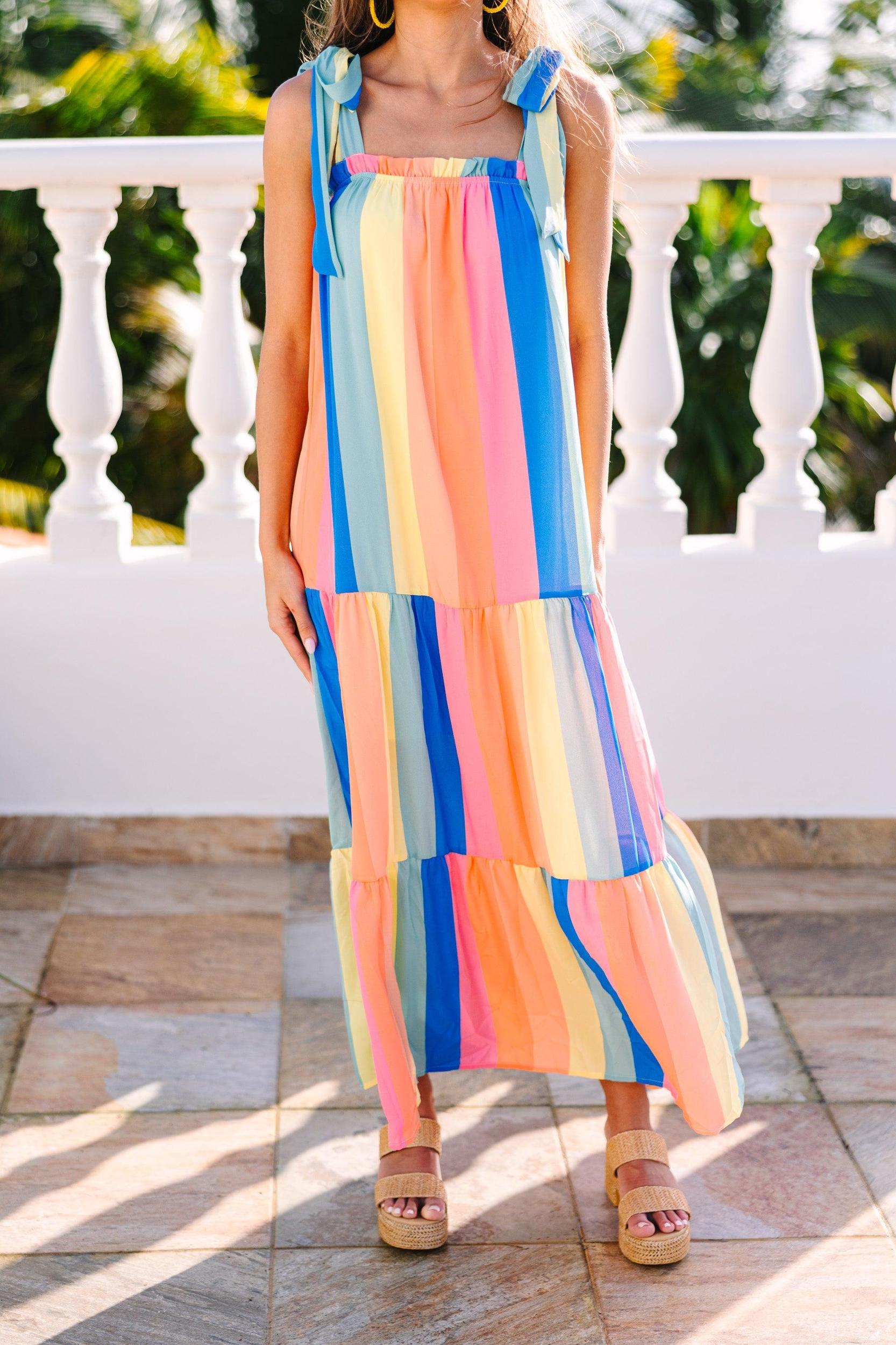 Want You Back Pink Striped Maxi Dress Female Product Image