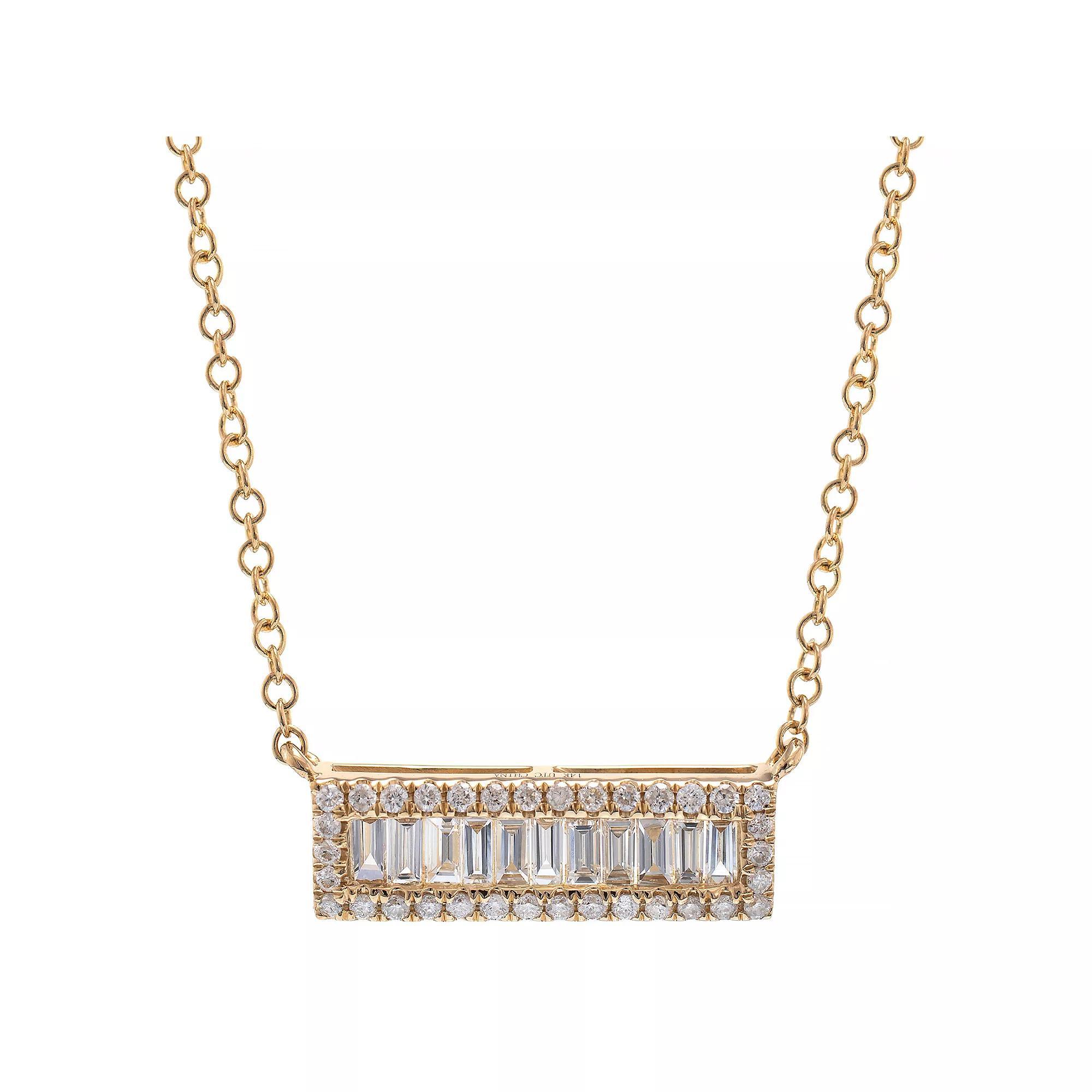 Luxle 14k Gold 3/8 Carat T.W. Diamond Bar Necklace, Women's Product Image