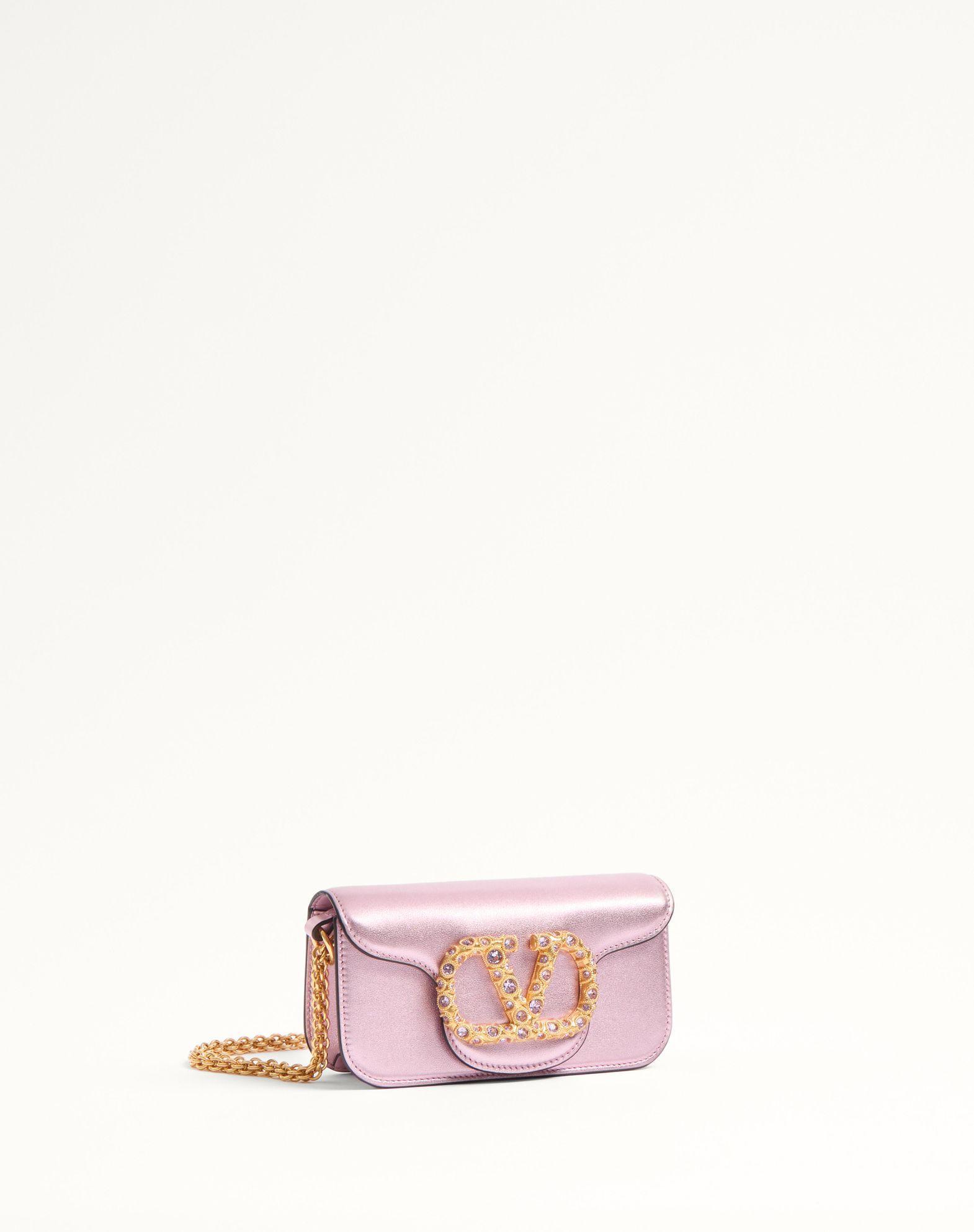 Valentino Garavani Locò Small Shoulder Bag In Laminated Calfskin With Jewel Logo Product Image