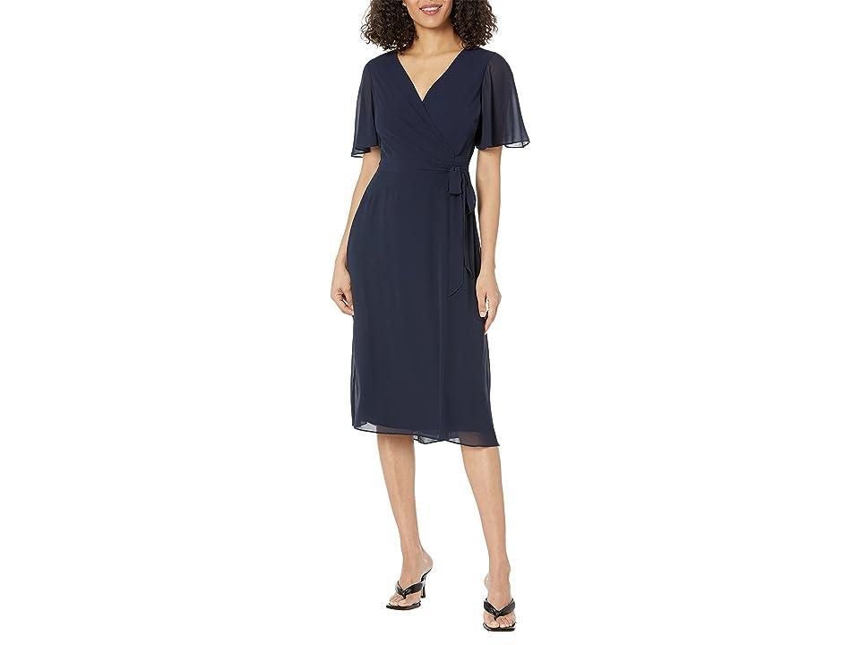 Lauren Ralph Lauren Belted Georgette Dress Opal) Women's Dress Product Image