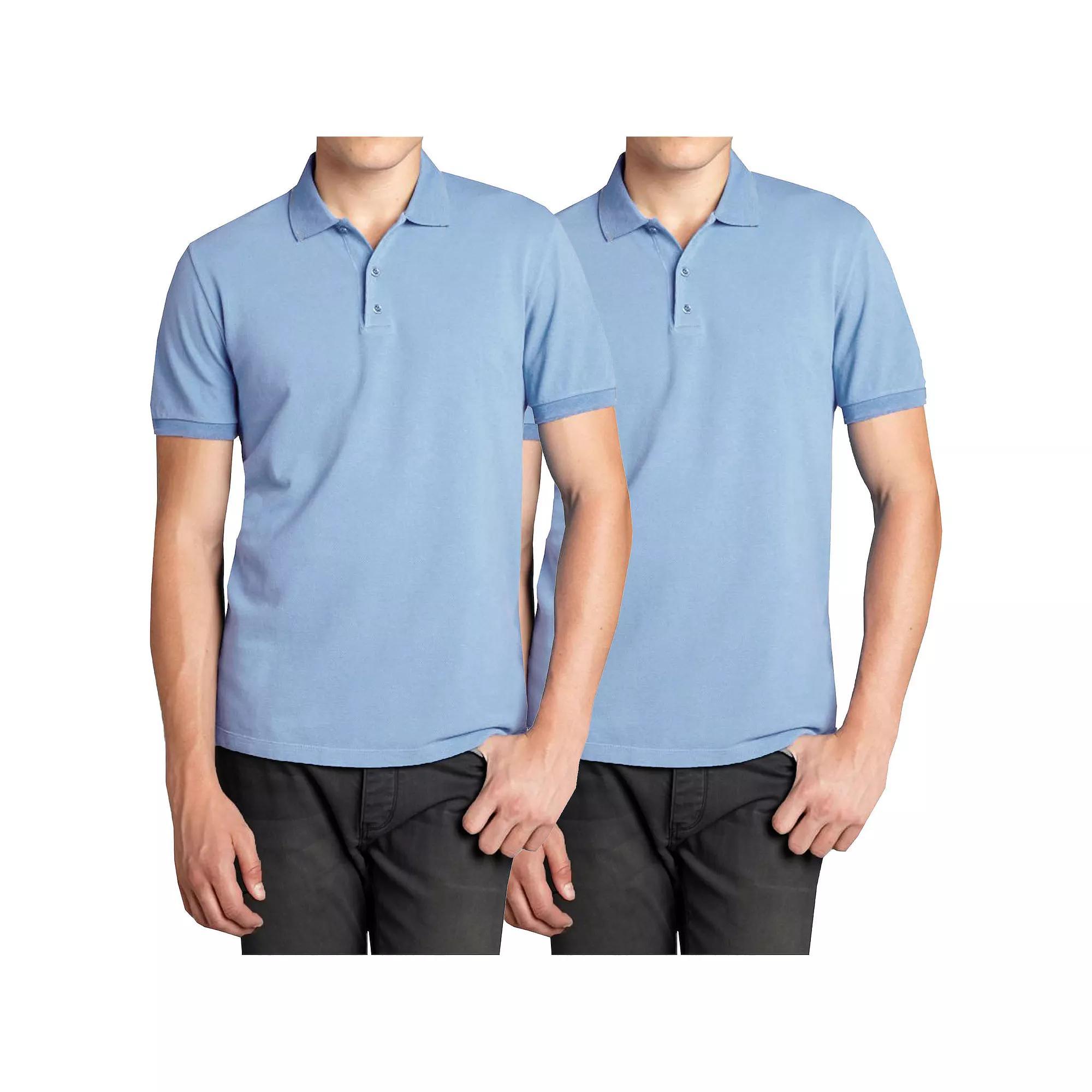 Men's Galaxy 2-Pack Pique Polo Shirts, Size: Large, Light Blue Product Image