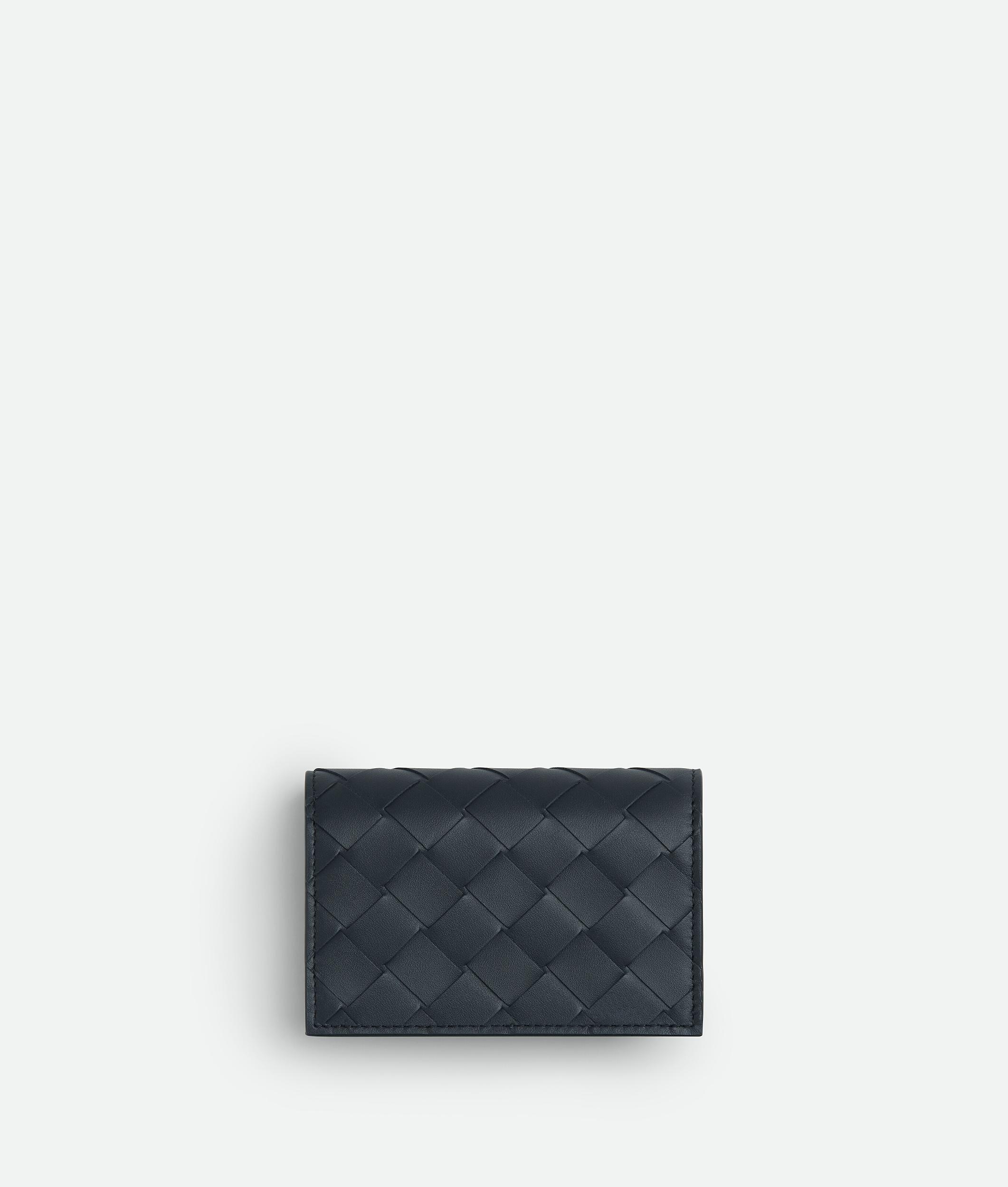 Men's Intrecciato Business Card Case in Shadow/olive oil Product Image