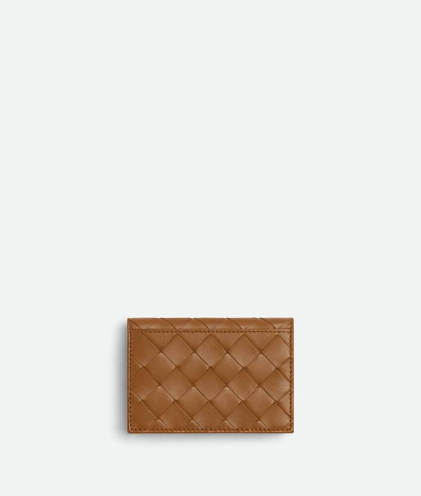 Women's Intrecciato Business Card Case in Wood Product Image