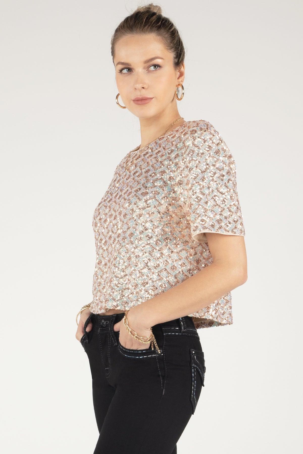 Geometric Sequin Top Product Image