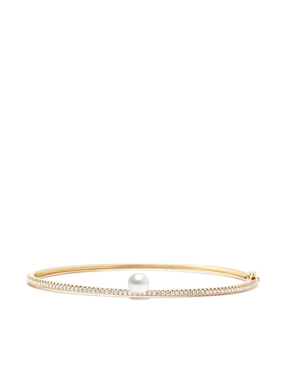 MIZUKI 14kt Yellow Gold Diamond And Pearl Bangle Product Image